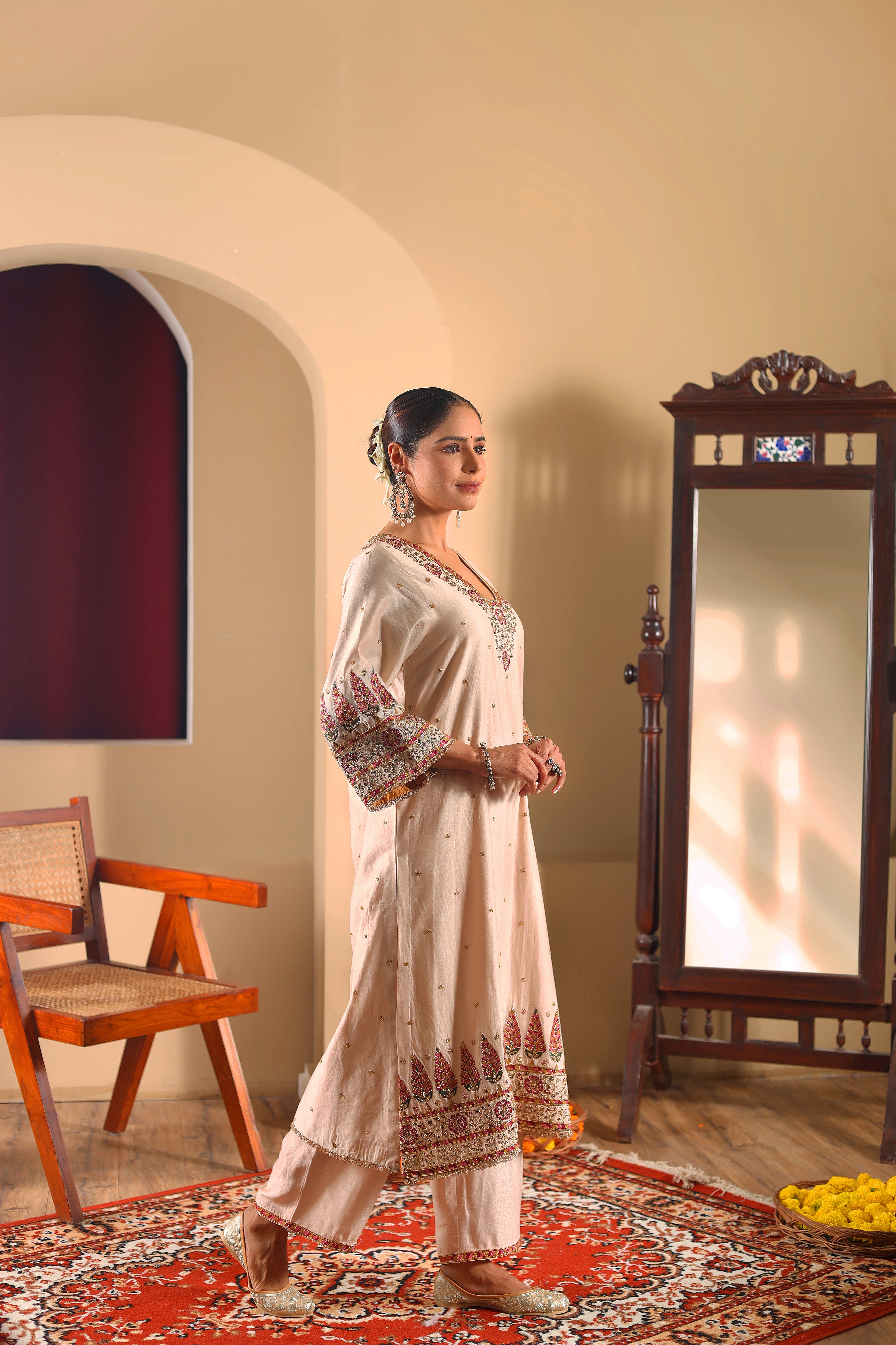 GULNAAR – Multi Color Hand Embroidered Kurta Set with Dupatta