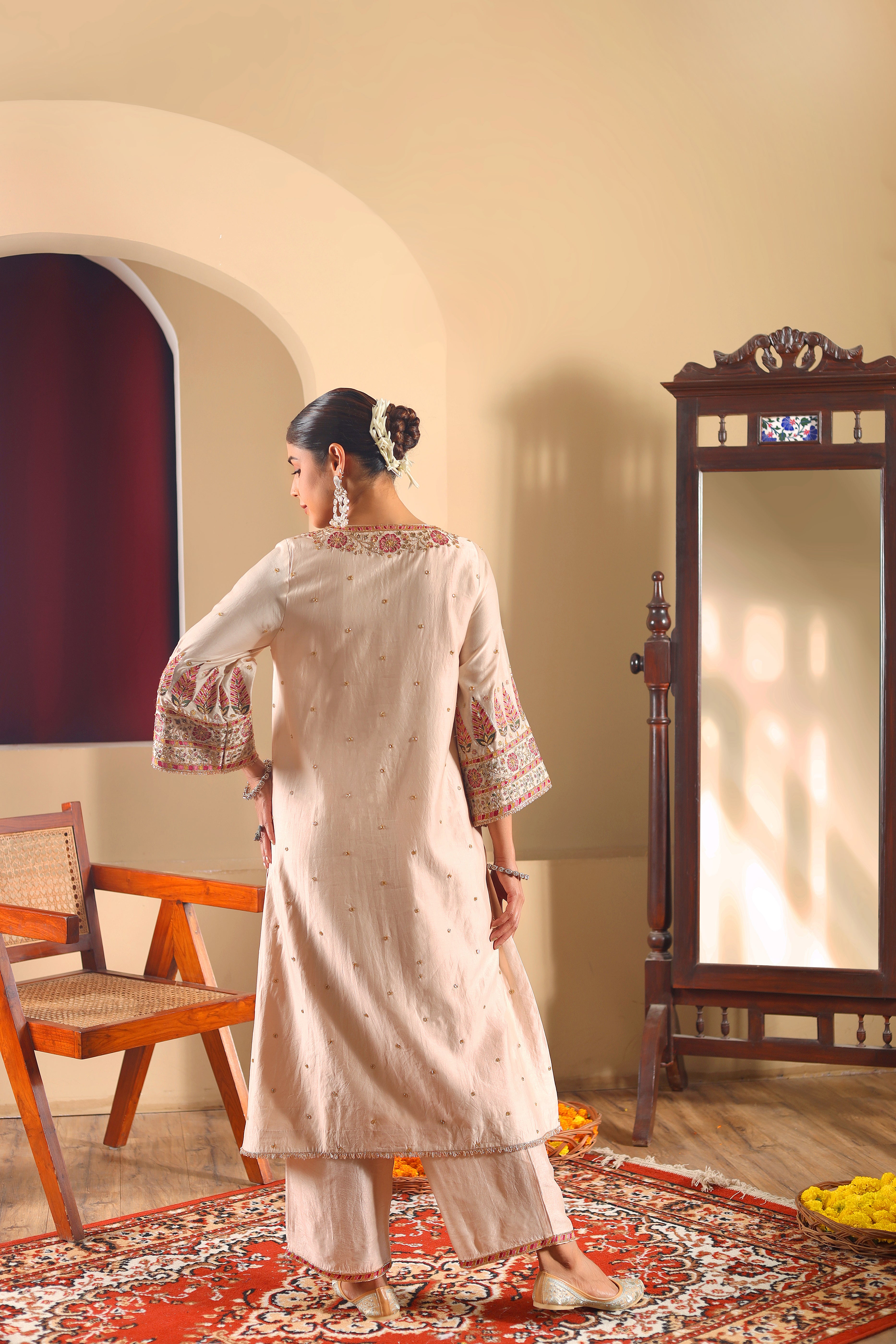 GULNAAR – Multi Color Hand Embroidered Kurta Set with Dupatta