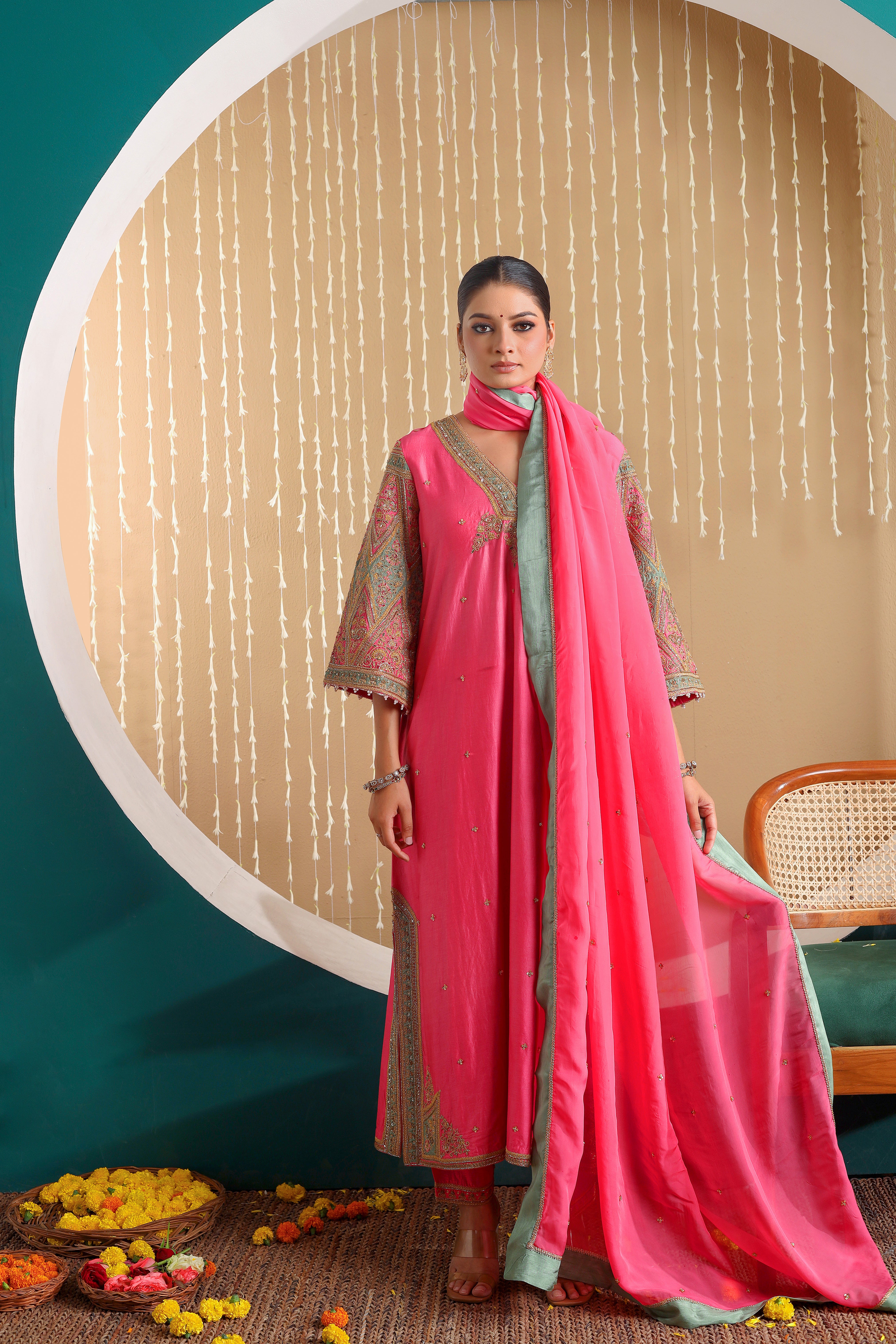 Noor-E-Gul  - Classic pink kurta set with dupatta.