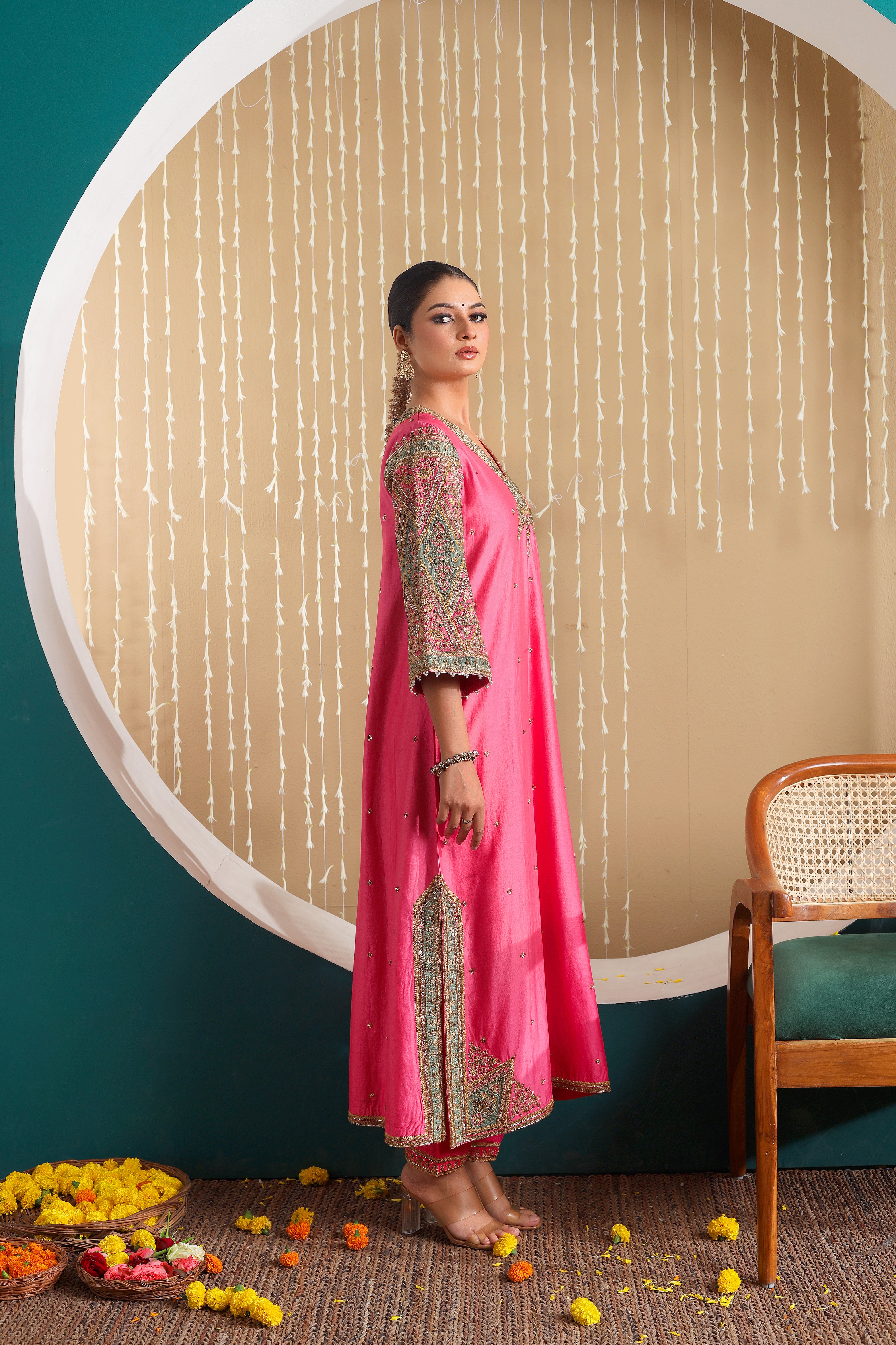 Noor-E-Gul  - Classic pink kurta set with dupatta.